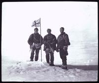 Douglas Mawson, Edgeworth David, and Alistair Mackay near the Southern Magnetic Pole